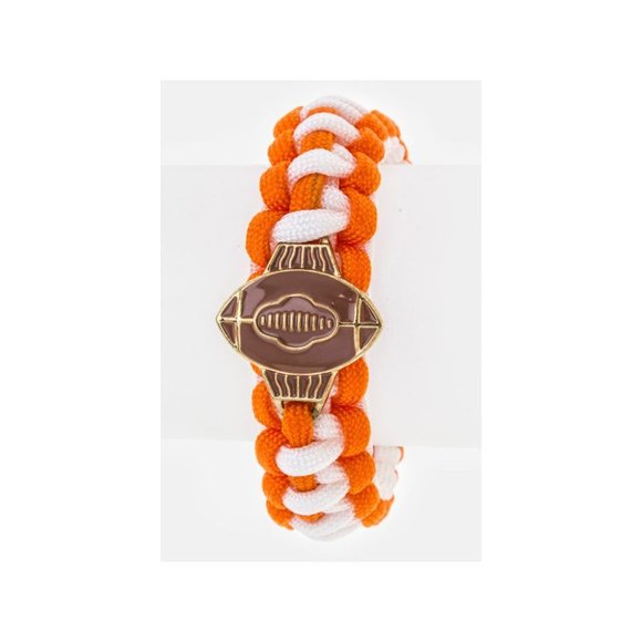 Stylish Color full Football Team Color Paracord Wrist Bracelet - White/Orange - Picture 1 of 1